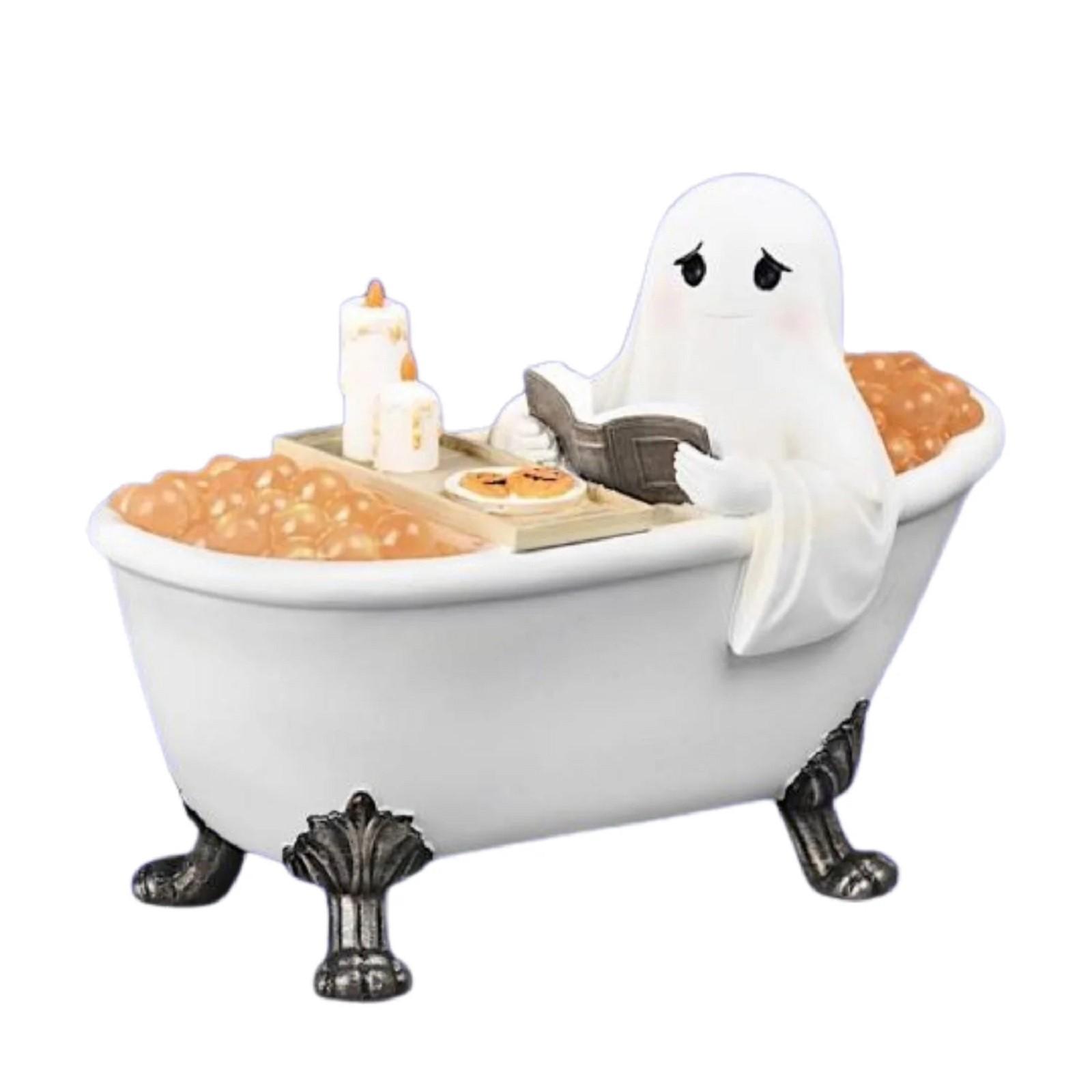 

Ghosts Resin Ornament For Reading In Halloween Bathtub One Size