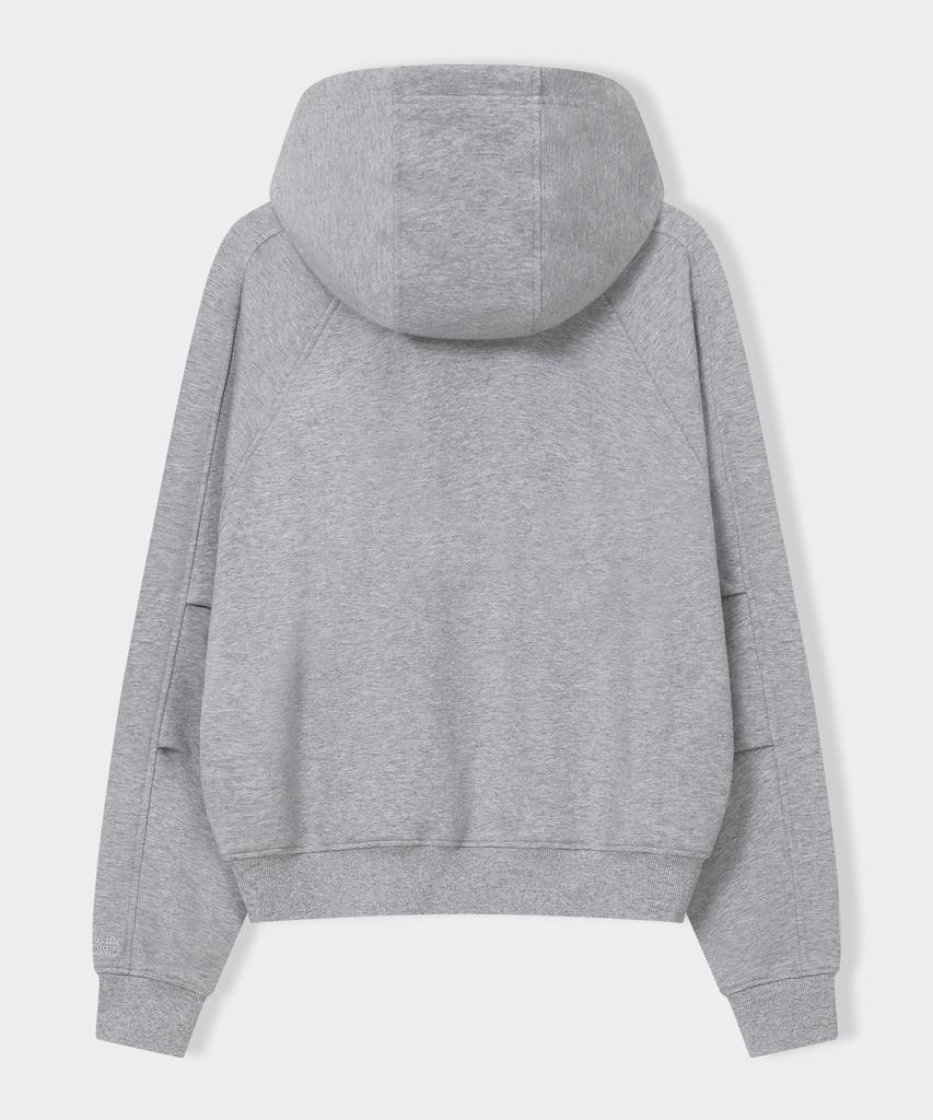 LEMAIN SECOND Sleeve Double-Pleat Raglan Hooded Sweatshirt [Grey]
