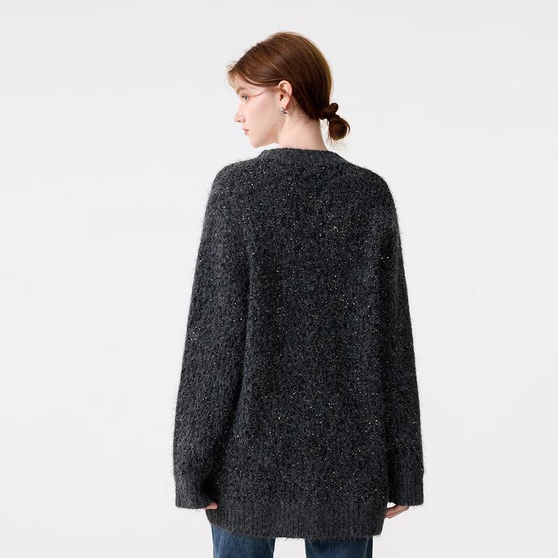 FivePlus Women's V-Neck Sequin Knit Alpaca Blend Cardigan