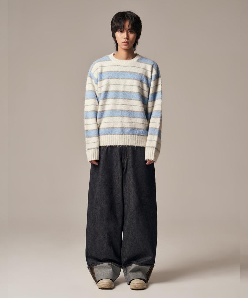 IDWS Vector Stripe Mohair Knit Ivory