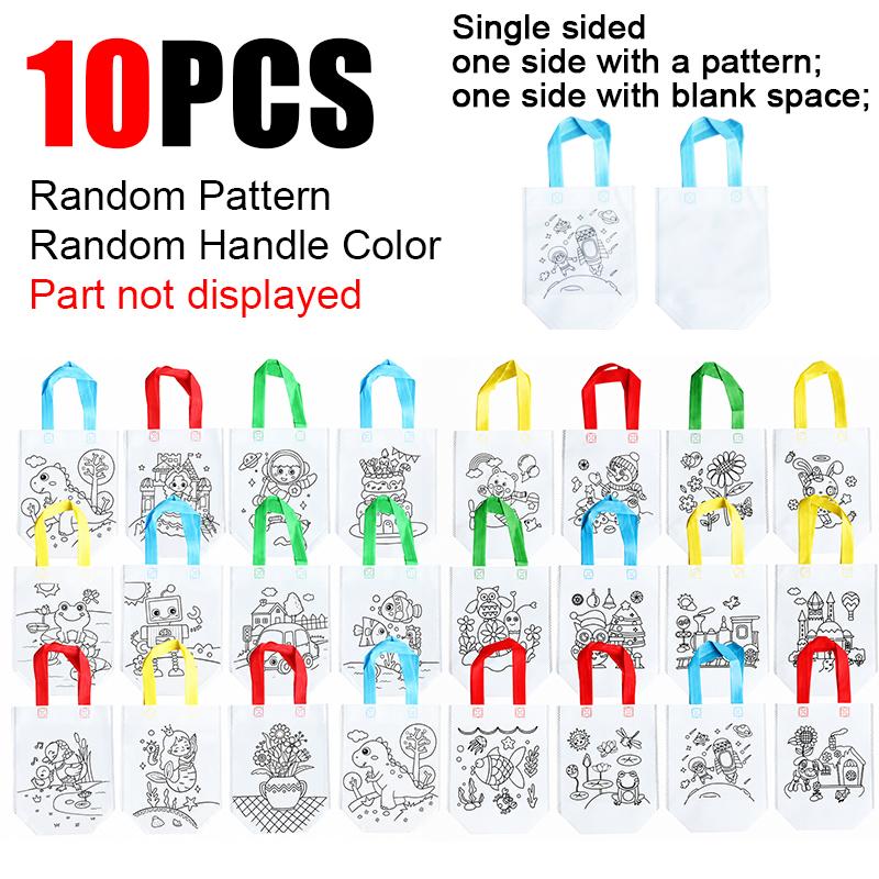 5-20PCS Graffiti Bag Random Cartoon Pattern Cute Animals Plants Activity Non Woven Gift Bag DIY Craft Project Party Souvenir ZYF