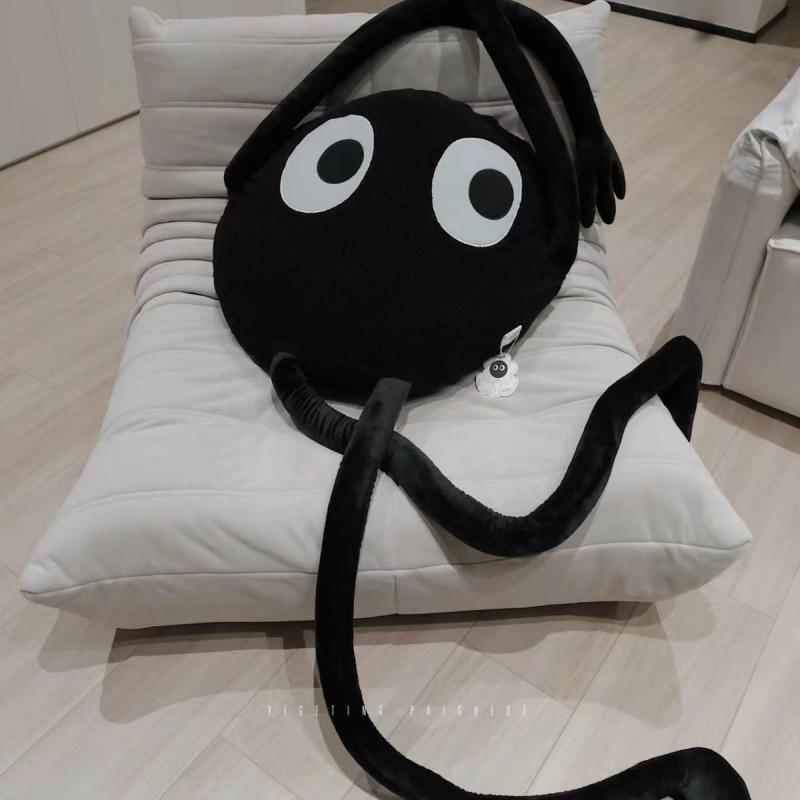

Long hands and long feet, black coal ball throw pillow, cute coal ball monster doll, cushion pillow, plush toy gift, funny doll. 90cm