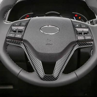 For Hyundai Tucson 3th 2016 2017 2018 2019 ABS Carbon Fiber Car Steering Wheel Sequin Cover Interior Decoration Trim Accessories