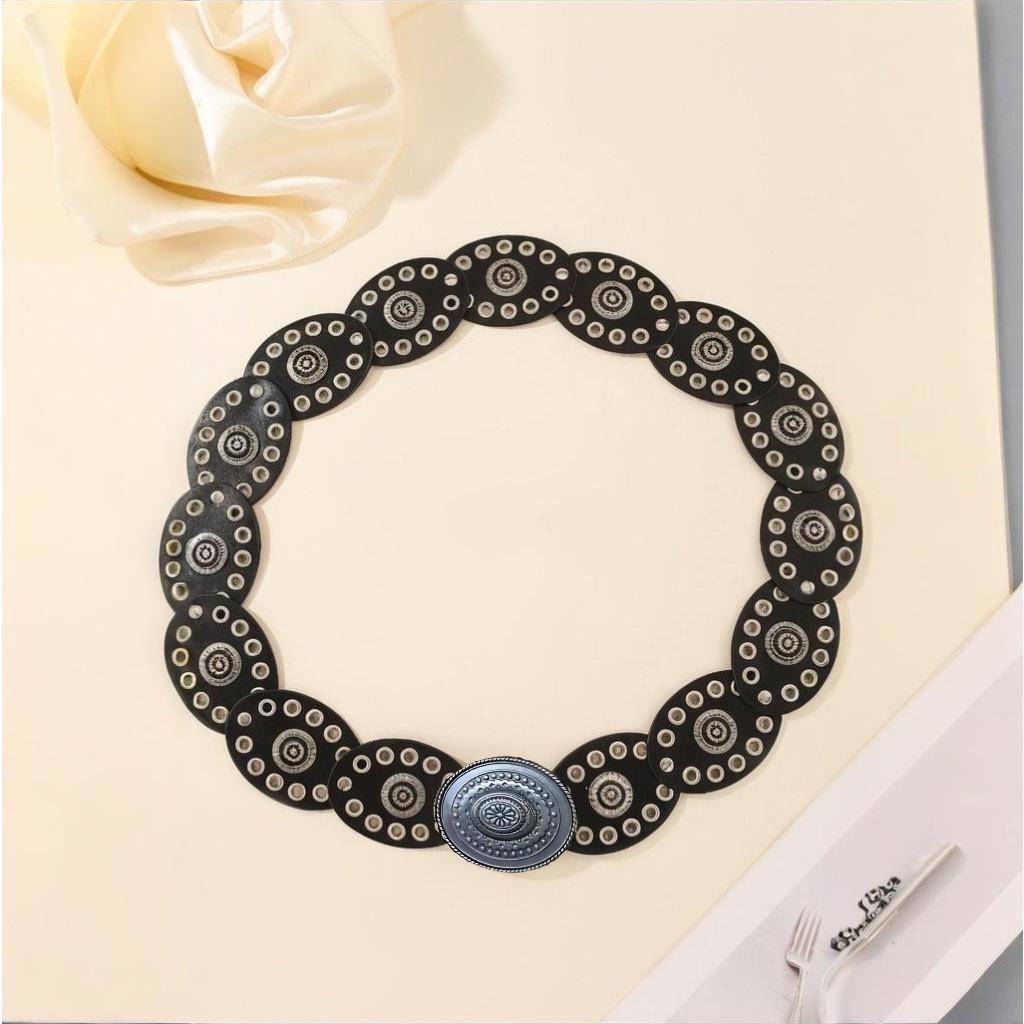 European & American Retro Rivet Wide Waist Belt for Bohemian Skirts