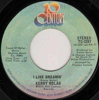 7inch Record KENNY NOLAN - I Like Dreamin' / Time Ain't Time E TC2287 20th Century Re 1976 US Pop Used