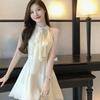 Elegant Summer 2025 Rhinestone Halter Neck Chiffon Dress