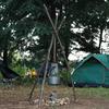 Portable Picnic Tripod Stand Stainless Steel Camping Tripod Lashing Set with Hooks Chain Hanging Pot Rack