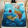 Flanelová deka se vzorem kreslené postavičky Squirtle, Vysoká kvalita, Pohodlná pro všechna roční období, Domácí dekorace, Teplo a pohodlí, Perfektní pro dárky.