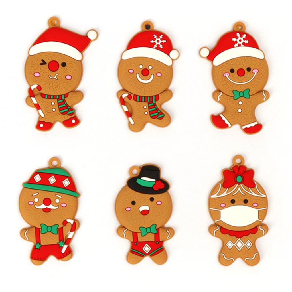 12Pcs Ginger Man Clay Figurine Multi-Purpose PVC Gingerbread Pendants Ginger Man DIY Drop Ornament New Year Gift for Friends