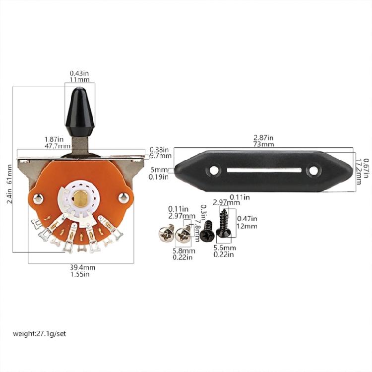 Heavy Duty 5 Way Electric Guitar Pickup Lever Switch Guitar Pickup Selector Switch for Guitar with Plastic Tip Switch