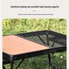 Outdoor Wood Grain Folding Table: Multifunctional Mesh Iron Design for Camping, BBQ, and Dining