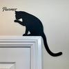 Lustiger Dekorativer Türwinkel Holzschwarz Katze Topper, Minimalistisches Silhouette Rahmen Schild, Stabiler Schnallen Topper Dekor für Wohnzimmer Schlafzimmer & Liebhaber Niedlich