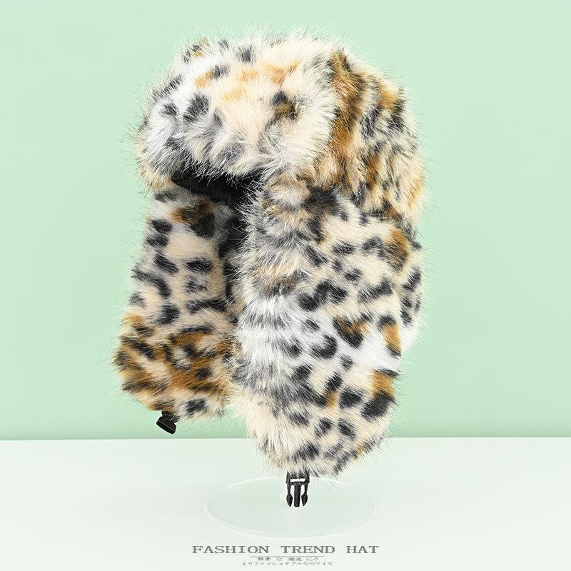 

Шапка Thunderbolt с леопардовым узором, женская зимняя утепленная, искусственный мех кролика, плюшевая, для защиты ушей, для зимней страны, холодная шапка для мужчин One Size армия зеленый