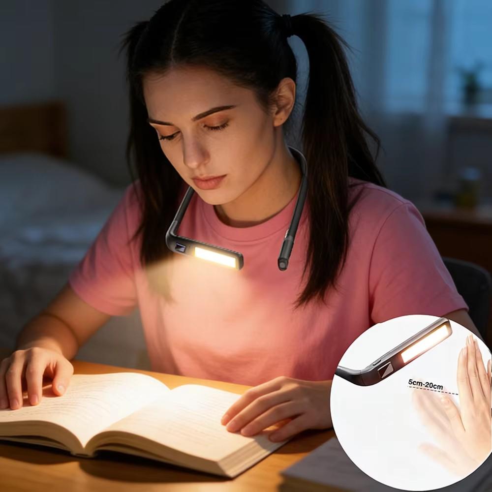 Portable Dimmable Book Lamp USB Rechargeable Neck Light Flexible LED Reading for Knit Bed Travel Camping Work