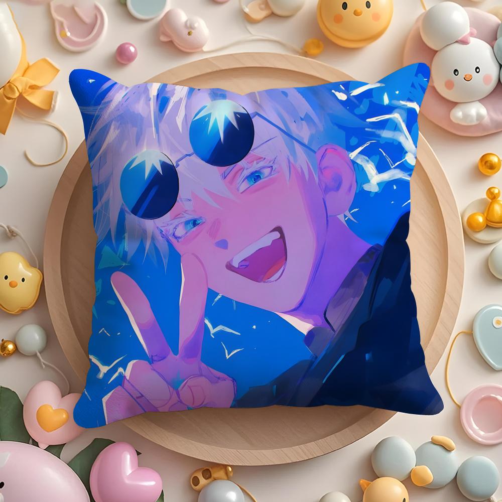 J-Jujutsu anime K-Kaisen Cushion Cover Home & Car Multi-Scene Pillow Cover - Reversible, Soft & Durable for Daily Use