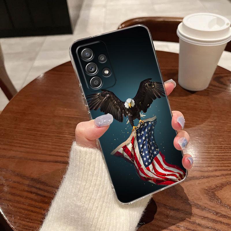American USA Flag Eagle For Samsung Galaxy A55 Case A54 A52 A53 5G A15 A14 A13 A21S A23 A51 A34 A35 A33 A32 A72 A71 Phone Cover