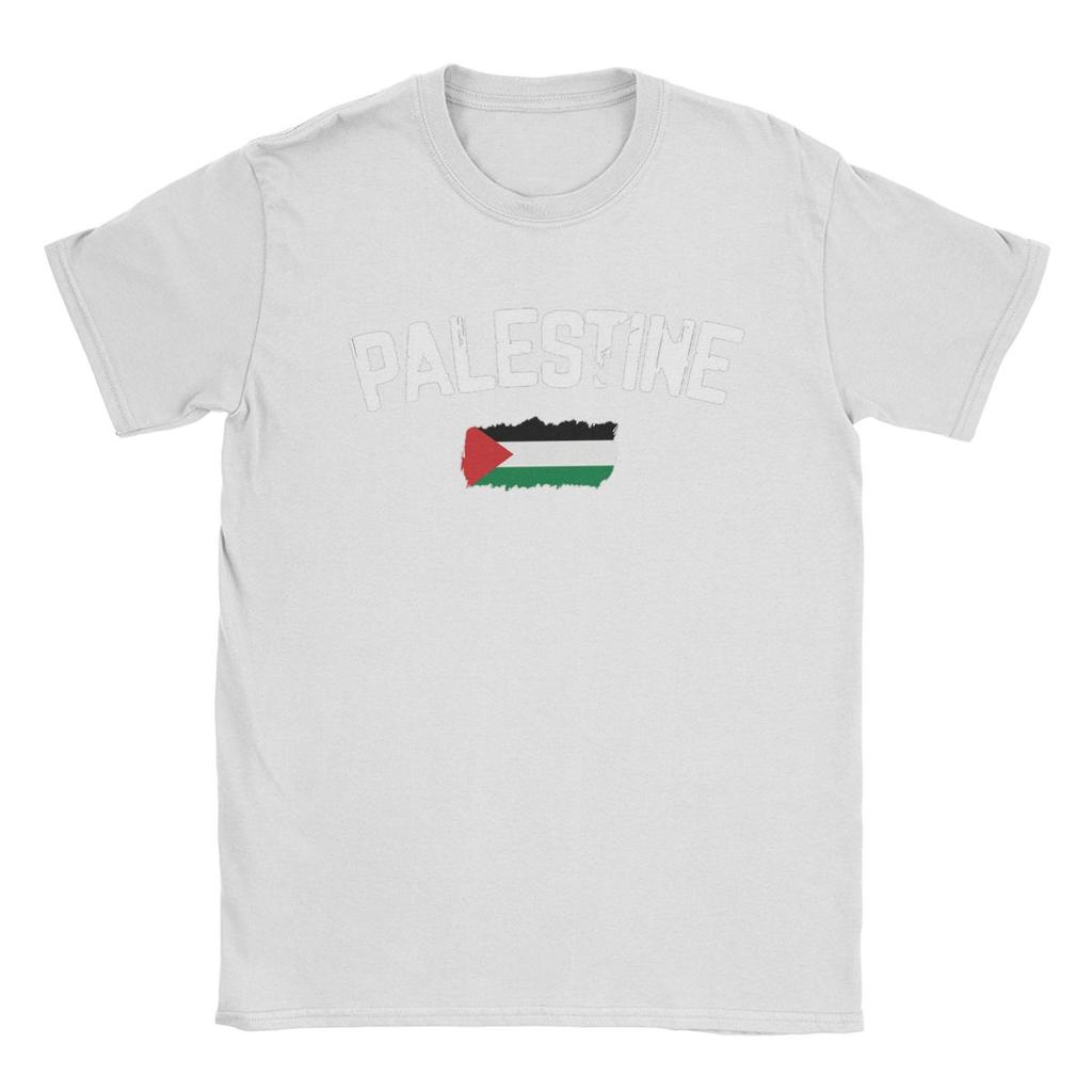 Herren Palästina Flagge T-Shirts Baumwolle Oberteile Freizeit Kurzarm Rundhals T-Shirt Große Größe T-Shirts