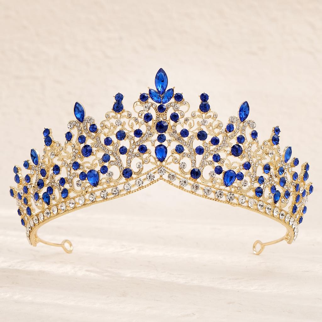 Vintage Luxus Krone Legierung Bunte Diamanten Braut Kopfschmuck Barock Großer Kristall Krone Party Bankette Zubehör