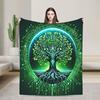 Vibrant Digital Tree Flannel Blanket – Soft, Warm, Lightweight, Machine Washable,All-Season Comfort for Bedroom,Dorm,Car,Outdoor