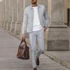 Mens 2-Piece Casual Set Waffle Knit Zip-Up Collar Jacket 2026