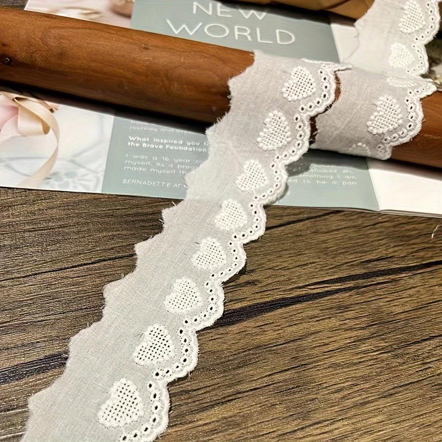 1 Yard Love Heart Full Fabric Edge Embroidery Lace Trim Handmade DIY Wedding Dress Skirt Hem Fabric