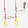 Trapeze Swing Bar Trapeze Wooden Stick Swing Bar Fitness Gym Rings for Adult Children Yellow