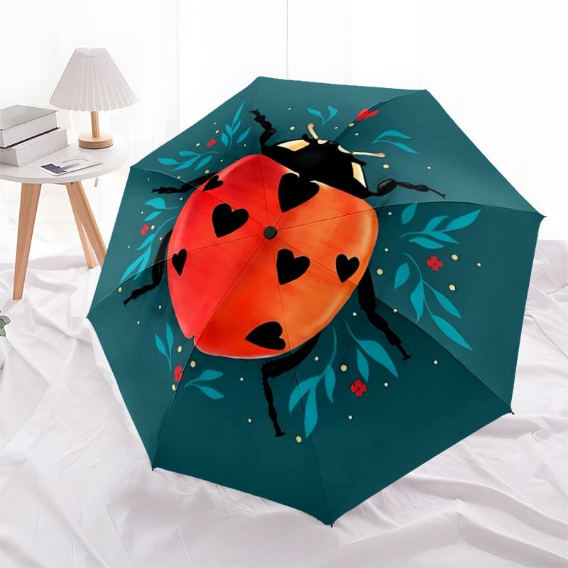 1pc Ladybug Heart Automatic Opening/Closing Umbrella with Operation & Windproof Canopy yy260311010