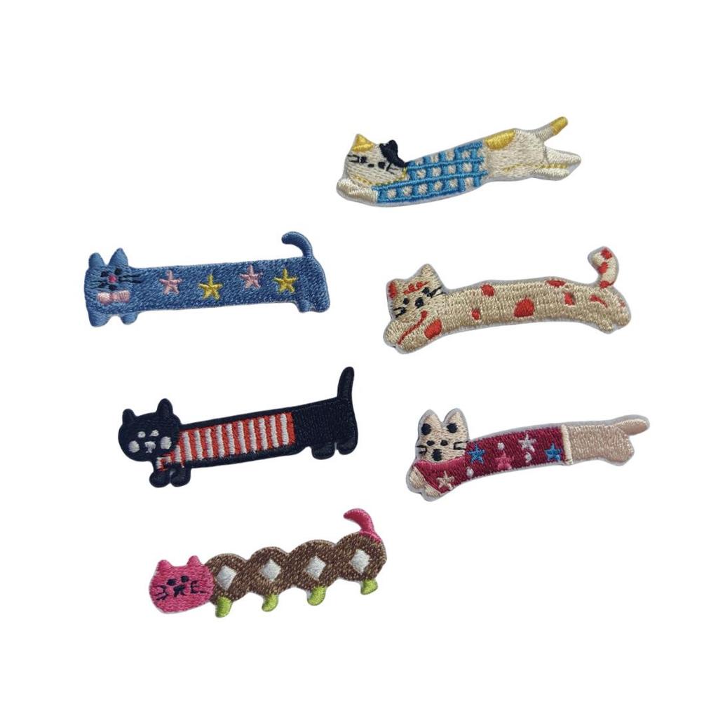 Cute Long Cat Cartoon Embroidery Patch - DIY Iron-On Self-Adhesive Clothing Accessory