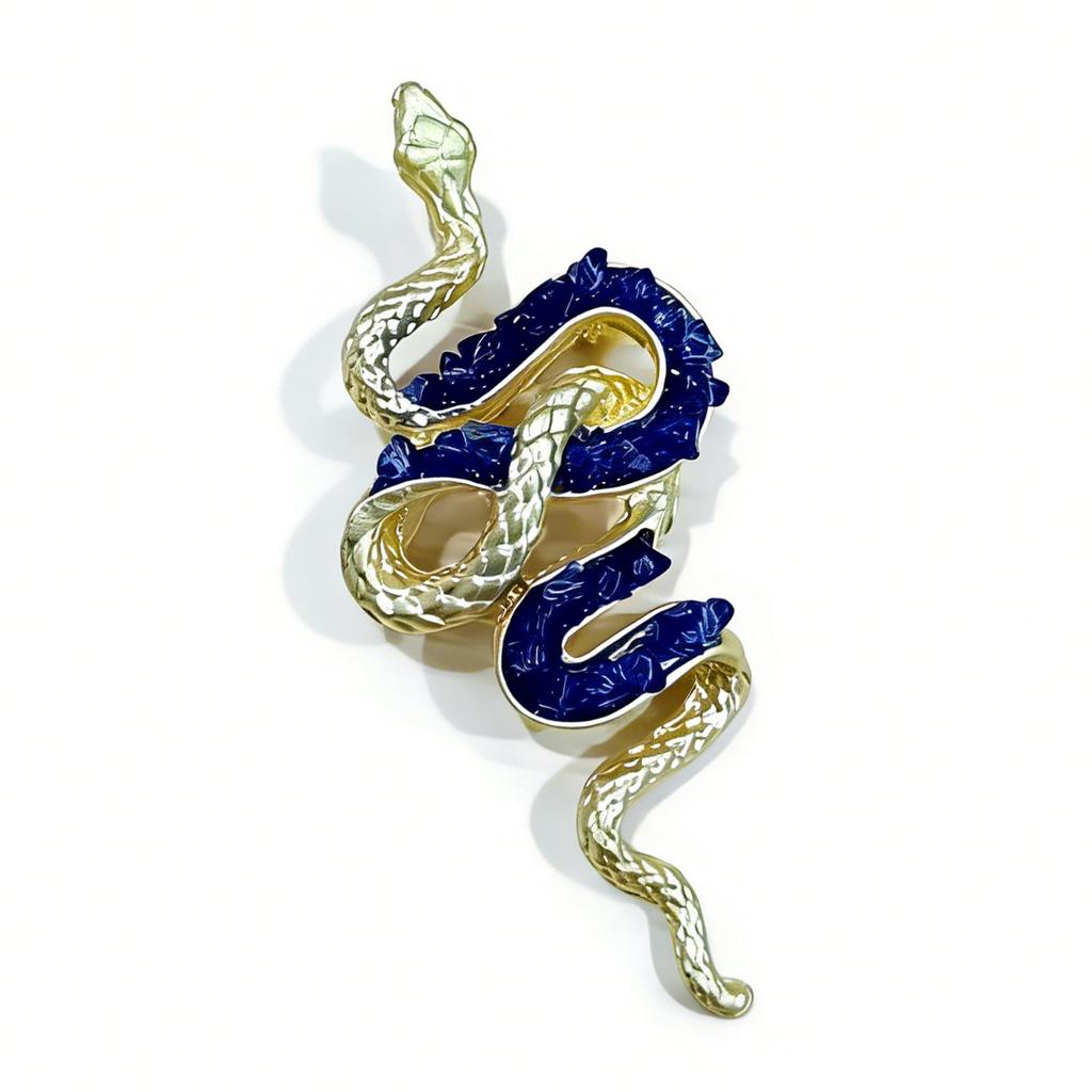 Unique Snake Brooch Crystal Metal Snake Badge Pin For Various Outfit Formal Event Chinese New Year Celebration Jewelry
