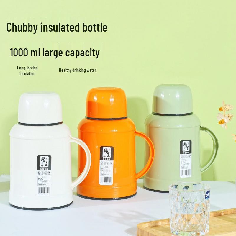 Large Capacity Portable Insulated Kettle - White, Orange, Green Glass