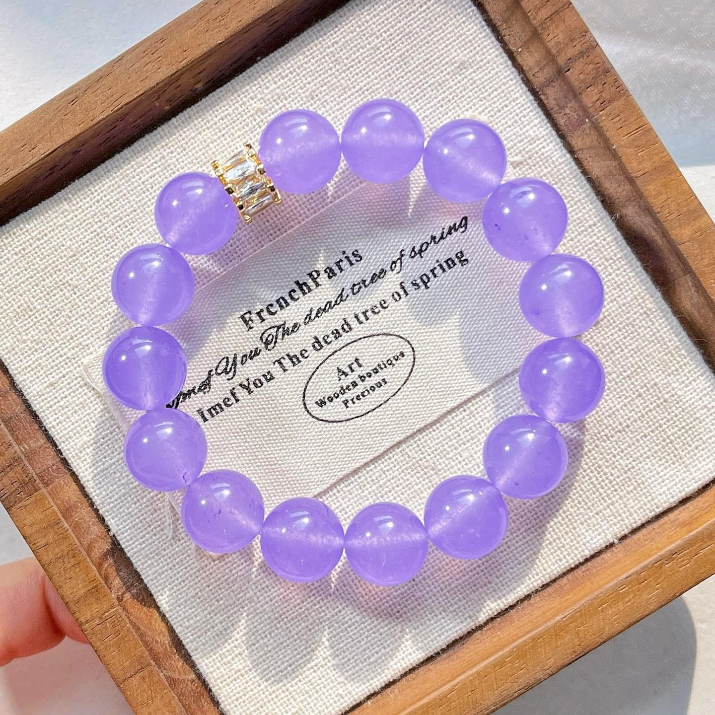 12Mm Vintage High Quality Violet Quartzite Stone Bracelet Bracelet