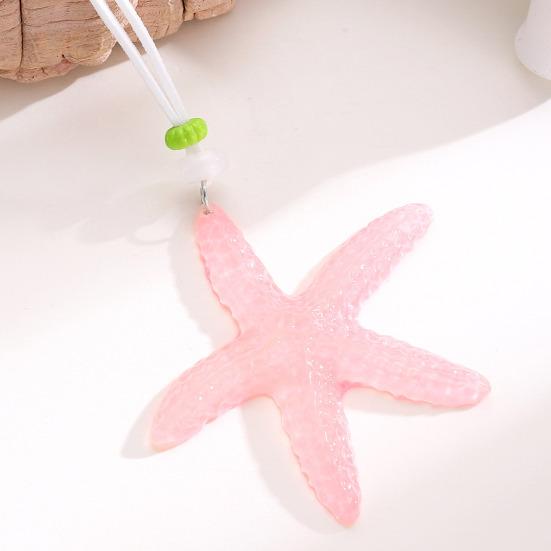Holiday Starfish Necklace Resin Starfish Pendant Necklace Adjustable String Coastal Necklace for Women Girls Summer Beach