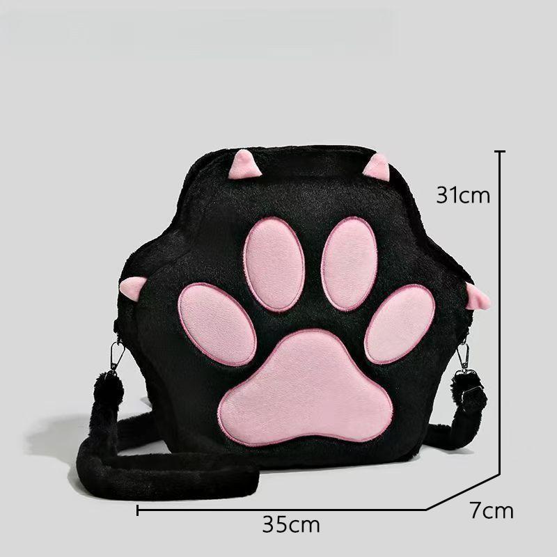 Cute Cat Paw Plush Backpack with Adjustable Straps Soft Furry Purse JK Girls Bag Cartoon Backpack for Women Girls