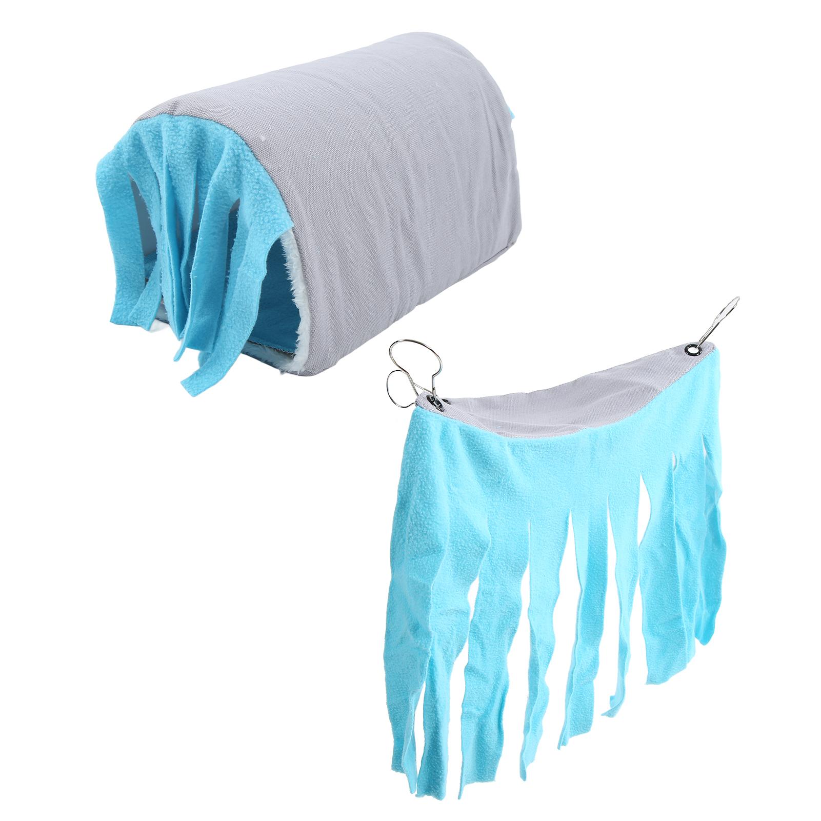

Pet Tunnel House Removable Small Animal Hideout Playing Tube with Hammock Tassel Curtains for Hamster Guinea Pig Type 2