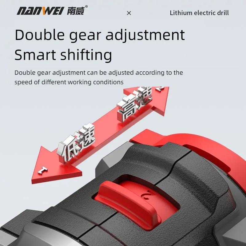NANWEI Brushless Electric Drill, Cordless Impact Drill/Screwdriver, 55 N.m, 16.8/21 Volts, Portable Lithium-ion Battery Power Tool