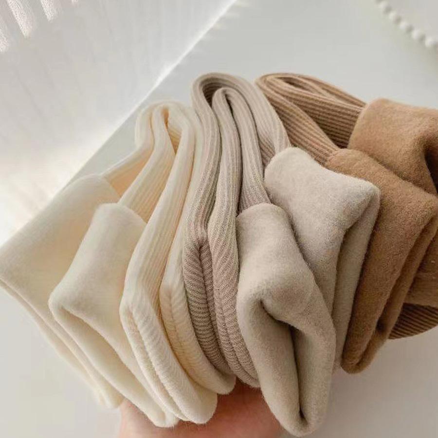 Sněhové ponožky pro ženy Podzimní zimní ponožky s huňatým zesíleným teplým spacím podkolenky Ponožky dámské jednobarevné