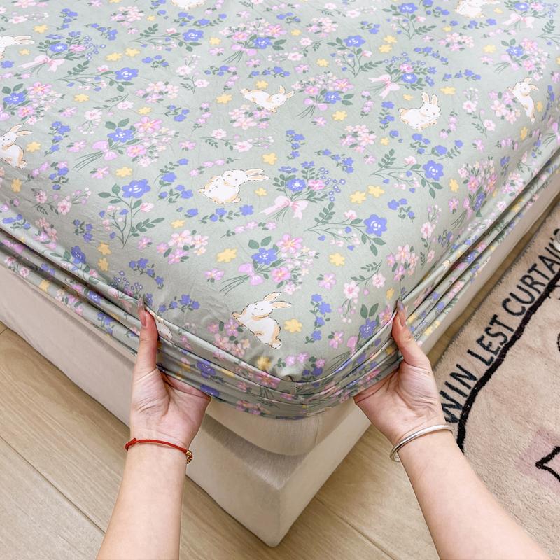 

Ультрамягкая предварительно выстиранная простыня на резинке с цветочным принтом с наволочками - Подходит для матрасов до 25 см, Гипоаллергенная, Легкий уход 90x200cm(35x79 in)