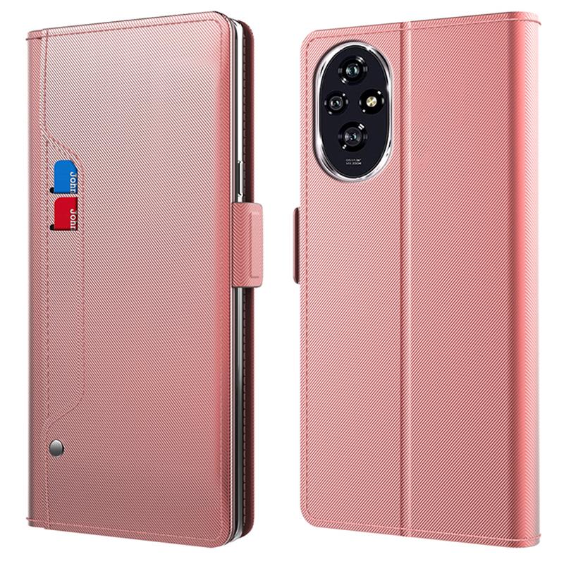 For Honor 200 5G Case PU Leather Stand Make Up Mirror Phone Cover Card Holder