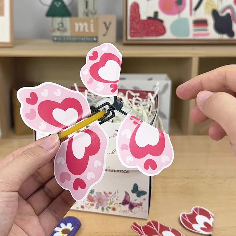 1 Pachet Cutie Cadou Surpriză Fluture Zburător Cutie Cadou Explozie Fluturi Roz Diy Cutie Explozivă Glumă Pentru Zi de Naștere Nuntă Crăciun