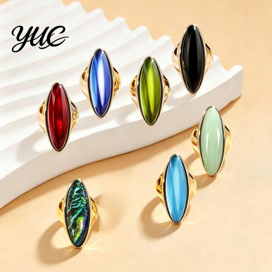 Non Tarnish Rings Statement Ring with Oval Faux Crystal, Vintage Geometric Dainty Ring, Men Women Finger Jewelry for Everyday Wear Parties Casual