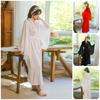 Ladies Loose Chiffon Splicing Cuffs Elegant and Elegant Long Satin Nightgown Multi-color Optional Loungewear