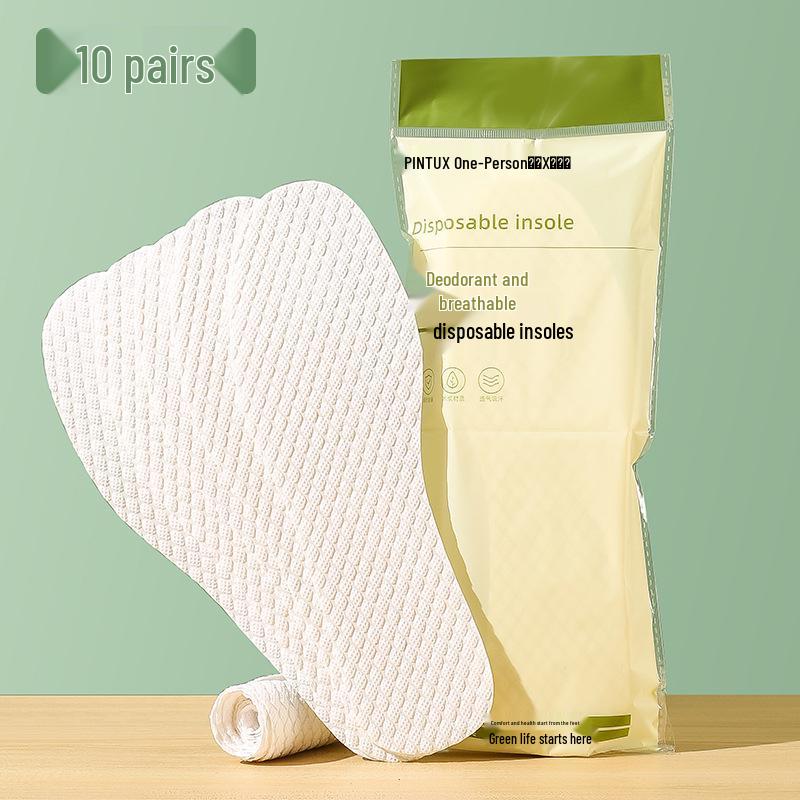 

Ultra-Thin Cuttable Wood Pulp Insoles: 10 Pairs, Breathable, Sweat-Absorbent, Deodorizing for Men and Women s Barefoot Shoes