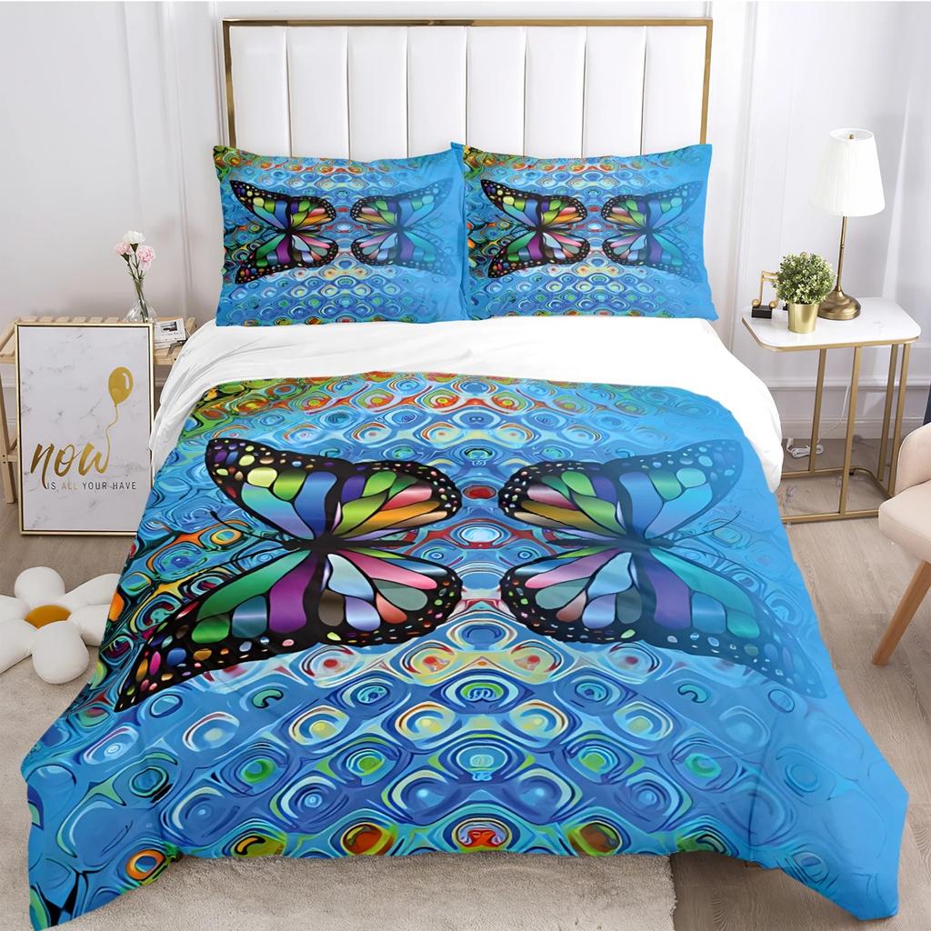 Colorful Flying Butterfly All Season Duvet Cover Comforter Bedding Set Soft Quilt Cover and Pillowcases SingleDoubleQueenKing