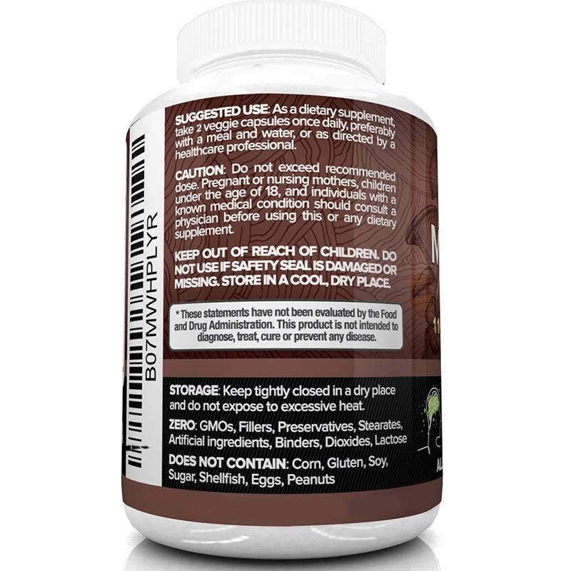 Soomiig Premium Mushroom Complex — 11-Mushroom Blend, 2600mg, 120 Veggie Capsules