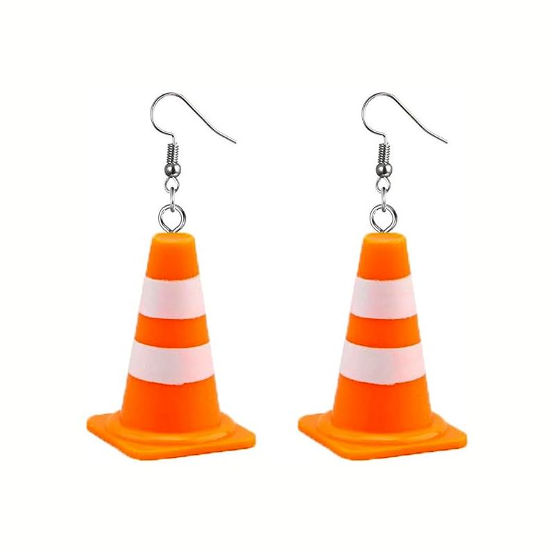

Creative 3D Traffic Cone Earrings For Women Funny Safety Cone Acrylic Dangle Earrings Jewelry оранжевый