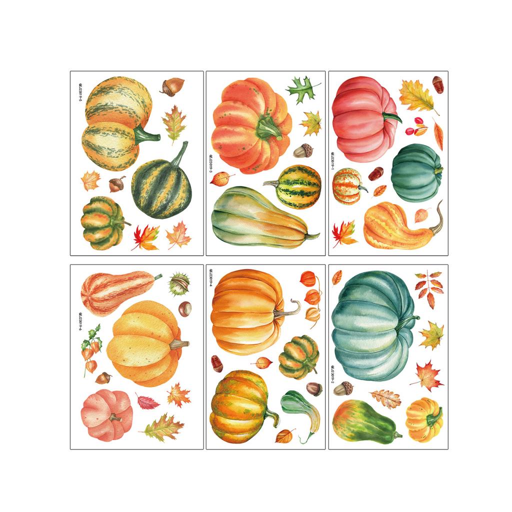 Double Sided, Pumpkin Window Stickers, Thanksgiving, Scene Decoration, Showcase, Glass Stickers, Electrostatic Traceless Window Stickers