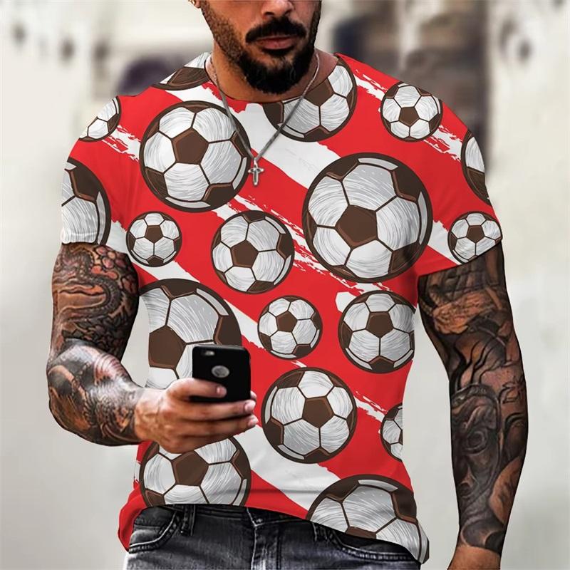 Men's Football Printed Short-sleeved Fashion Versatile Top Casual T-shirt Loose Comfortable T-Shirts Men’s