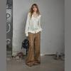 unifree Deer Print High-Waisted Loose Wide-Leg Casual Pants