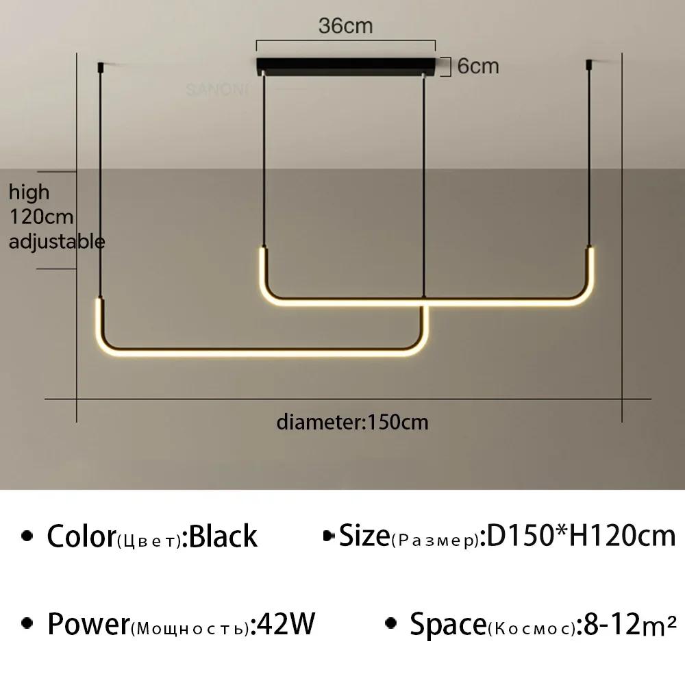 Modern LED Pendant Light Aluminum Strip dining table lamp suspension Chandelier for living dining room kitchen lighting fixture