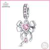 Hot 100 Copper Bowknot Pink Sparkling Zirconia Bead Charms 3mm Do It Yourself Holiday Exquisite Jewellery Gift Making